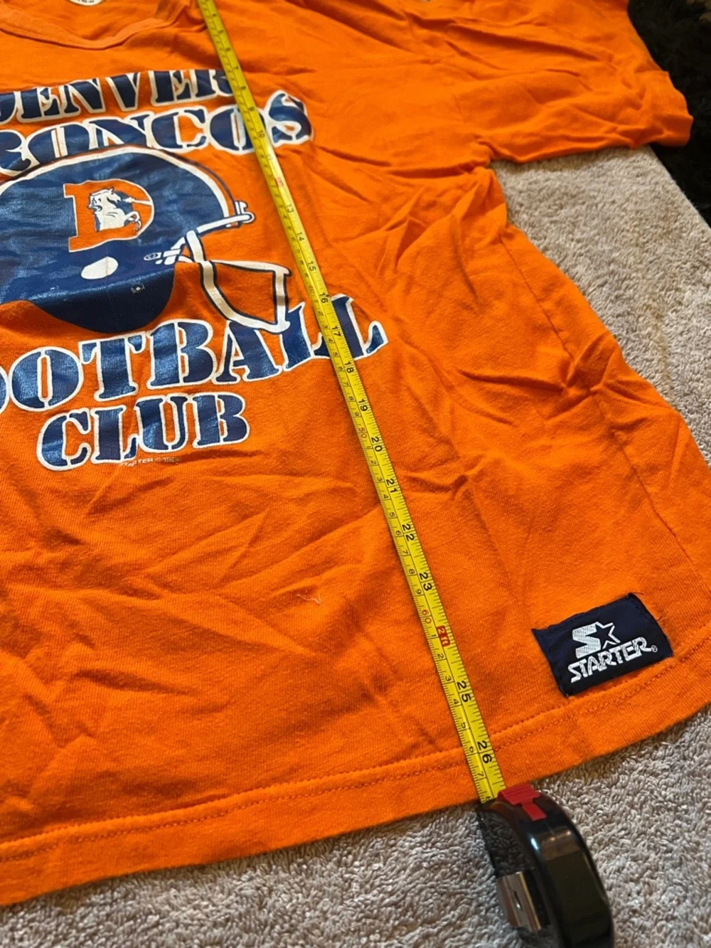 STARTER Orange Denver Broncos Helmet Graphic Tee - Picture 7 of 7